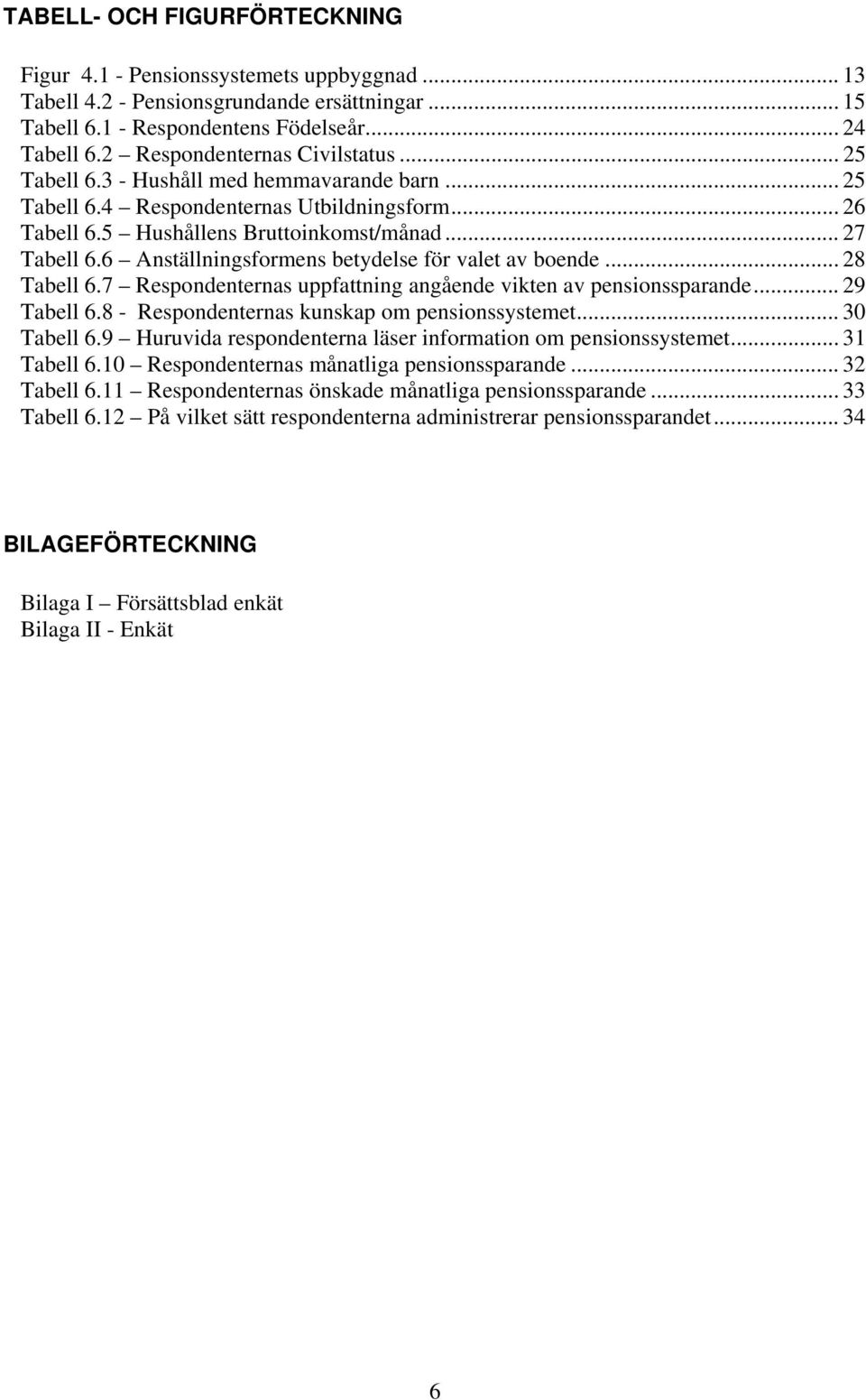 6 Anställningsformens betydelse för valet av boende... 28 Tabell 6.7 Respondenternas uppfattning angående vikten av pensionssparande... 29 Tabell 6.8 - Respondenternas kunskap om pensionssystemet.