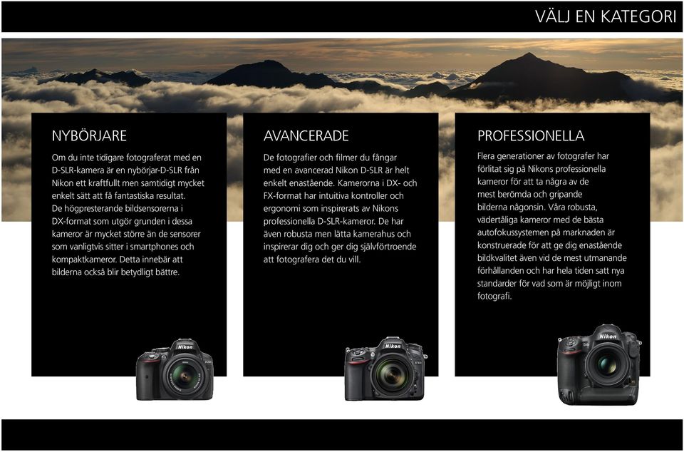 Detta innebär att bilderna också blir betydligt bättre. De fotografier och filmer du fångar med en avancerad Nikon D-SLR är helt enkelt enastående.