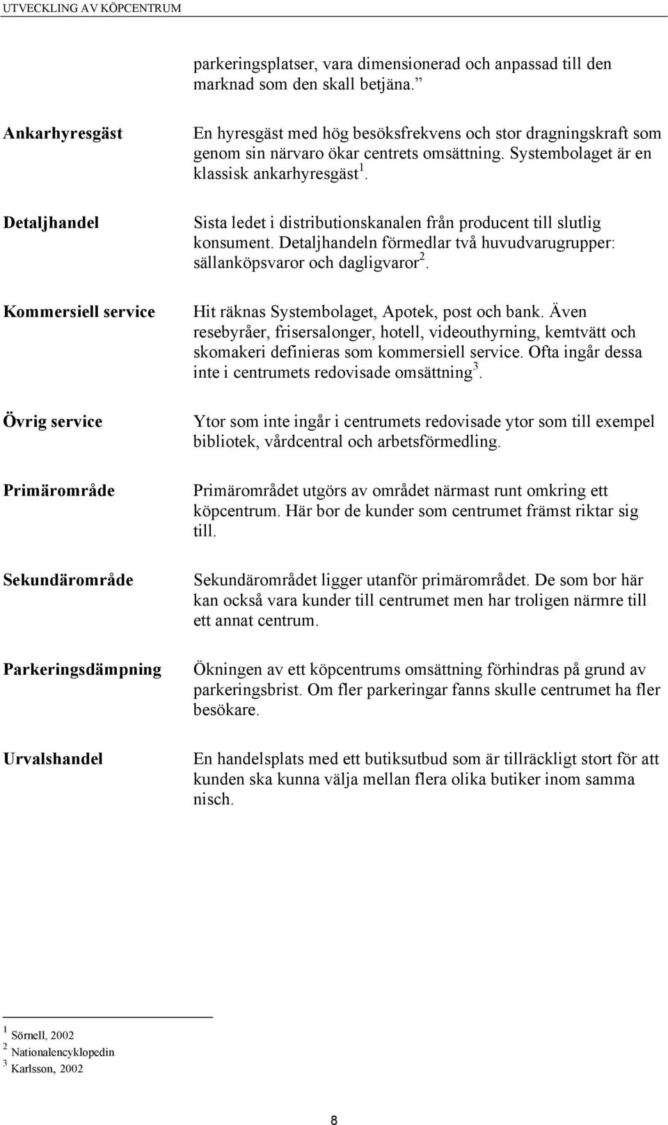 närvaro ökar centrets omsättning. Systembolaget är en klassisk ankarhyresgäst 1. Sista ledet i distributionskanalen från producent till slutlig konsument.