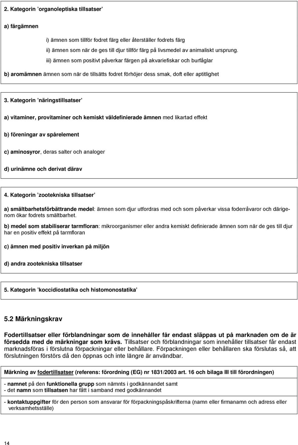 Kategorin näringstillsatser a) vitaminer, provitaminer och kemiskt väldefinierade ämnen med likartad effekt b) föreningar av spårelement c) aminosyror, deras salter och analoger d) urinämne och