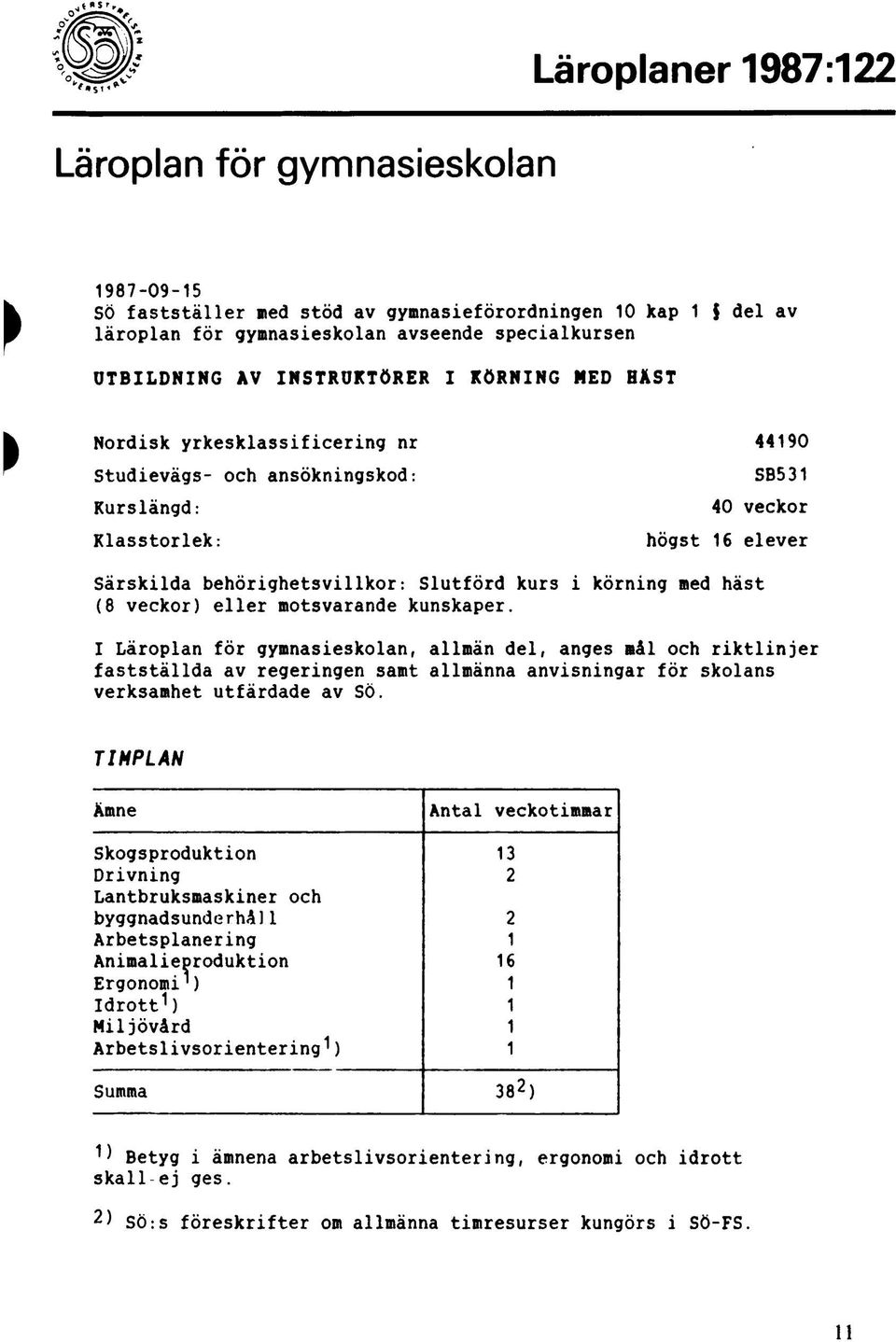 i körning med häst (8 veckor) eller motsvarande kunskaper.