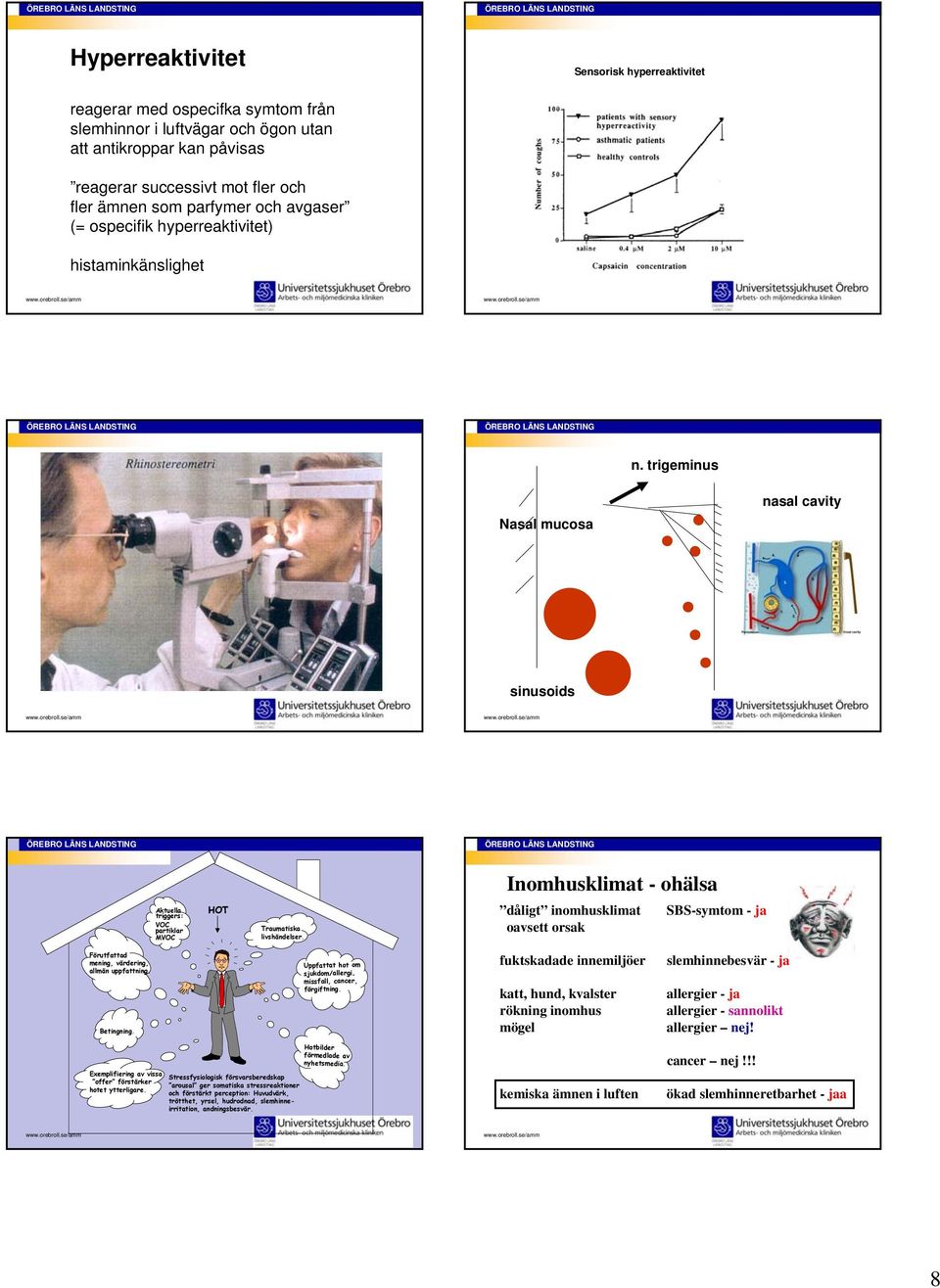 trigeminus Nasal mucosa nasal cavity sinusoids Inomhusklimat - ohälsa Aktuella triggers: VOC partiklar MVOC HOT Traumatiska livshändelser.