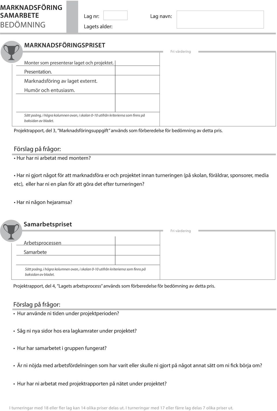 Har ni gjort något för att marknadsföra er och projektet innan turneringen (på skolan, föräldrar, sponsorer, media etc), eller har ni en plan för att göra det efter turneringen?