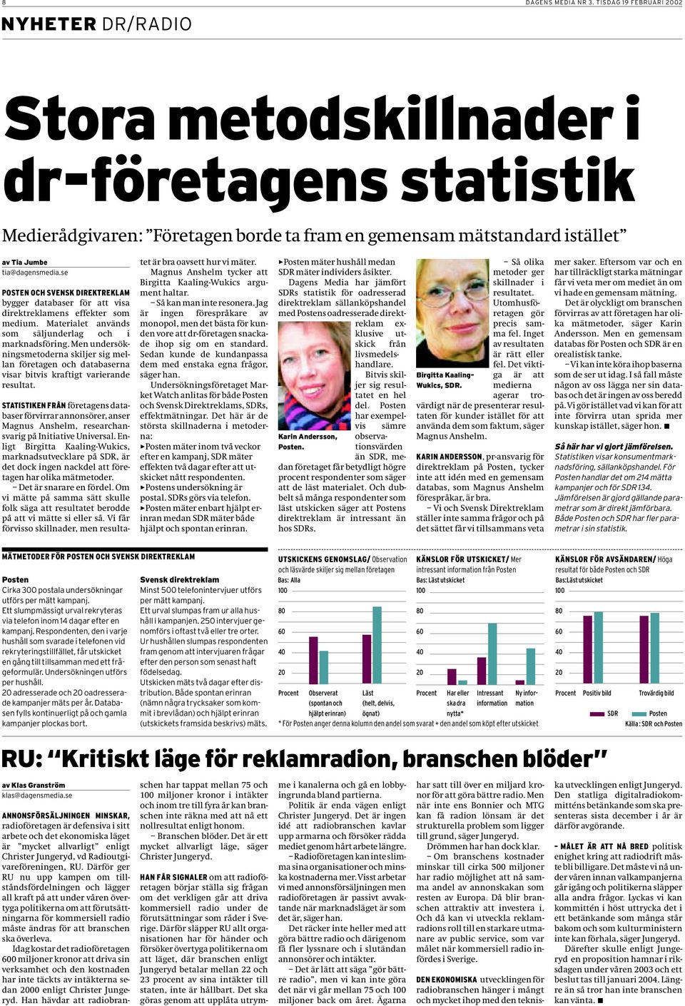 se POSTEN OCH SVENSK DIREKTREKLAM bygger databaser för att visa direktreklamens effekter som medium. Materialet används som säljunderlag och i marknadsföring.