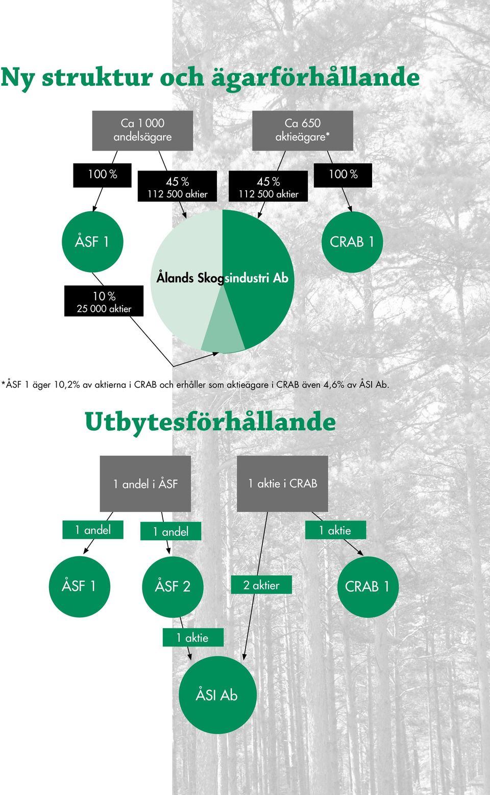 äger 10,2% av aktierna i CRAB och erhåller som aktieägare i CRAB även 4,6% av ÅSI Ab.