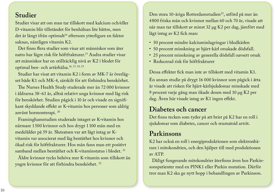 15 Andra studier visar att människor har en otillräcklig nivå av K2 i blodet för 16, 17, 18, 19 optimal ben- och artärhälsa.