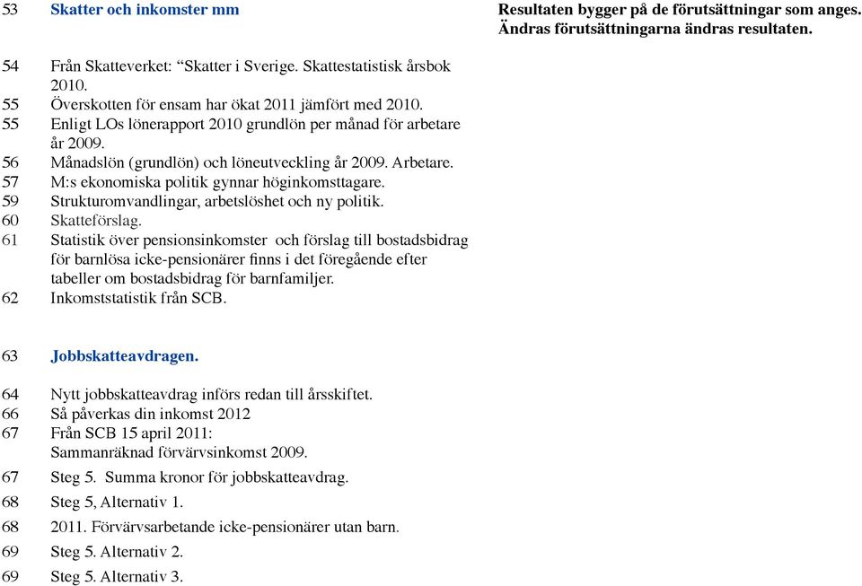 57 M:s ekonomiska politik gynnar höginkomsttagare. 59 Strukturomvandlingar, arbetslöshet och ny politik. 60 Skatteförslag.