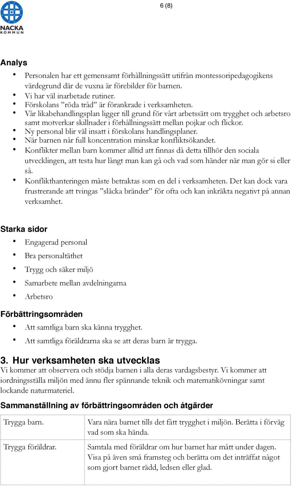 Vår likabehandlingsplan ligger till grund för vårt arbetssätt om trygghet och arbetsro samt motverkar skillnader i förhållningssätt mellan pojkar och flickor.