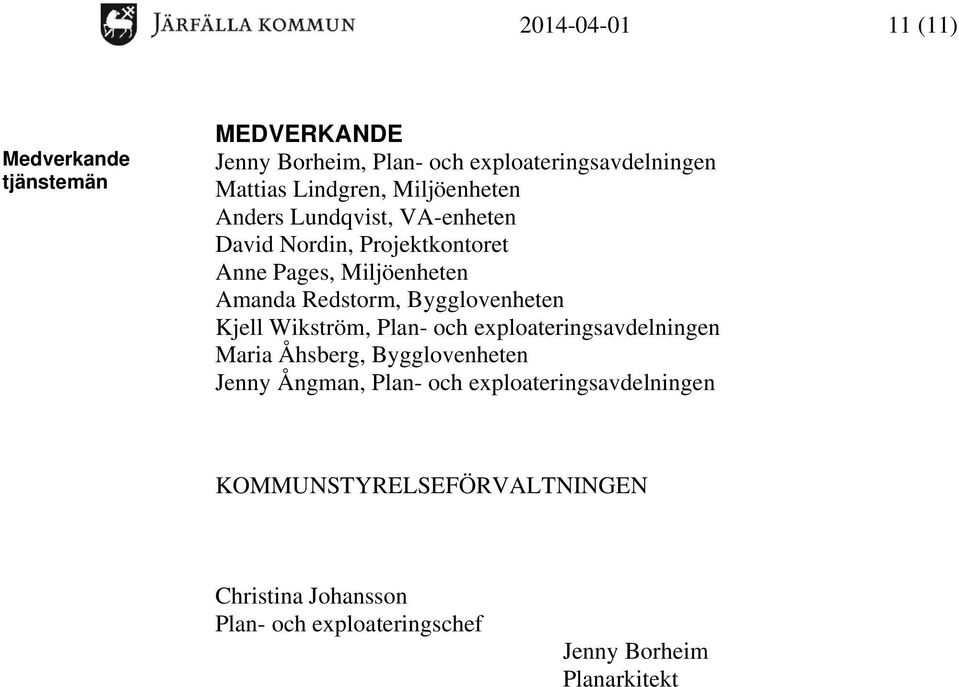 Redstorm, Bygglovenheten Kjell Wikström, Plan- och exploateringsavdelningen Maria Åhsberg, Bygglovenheten Jenny Ångman,