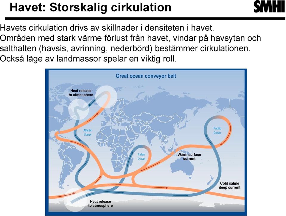 Områden med stark värme förlust från havet, vindar på havsytan och