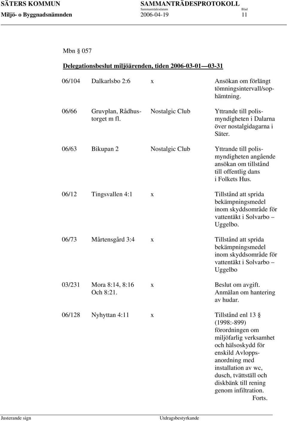 06/63 Bikupan 2 Nostalgic Club Yttrande till polismyndigheten angående ansökan om tillstånd till offentlig dans i Folkets Hus.