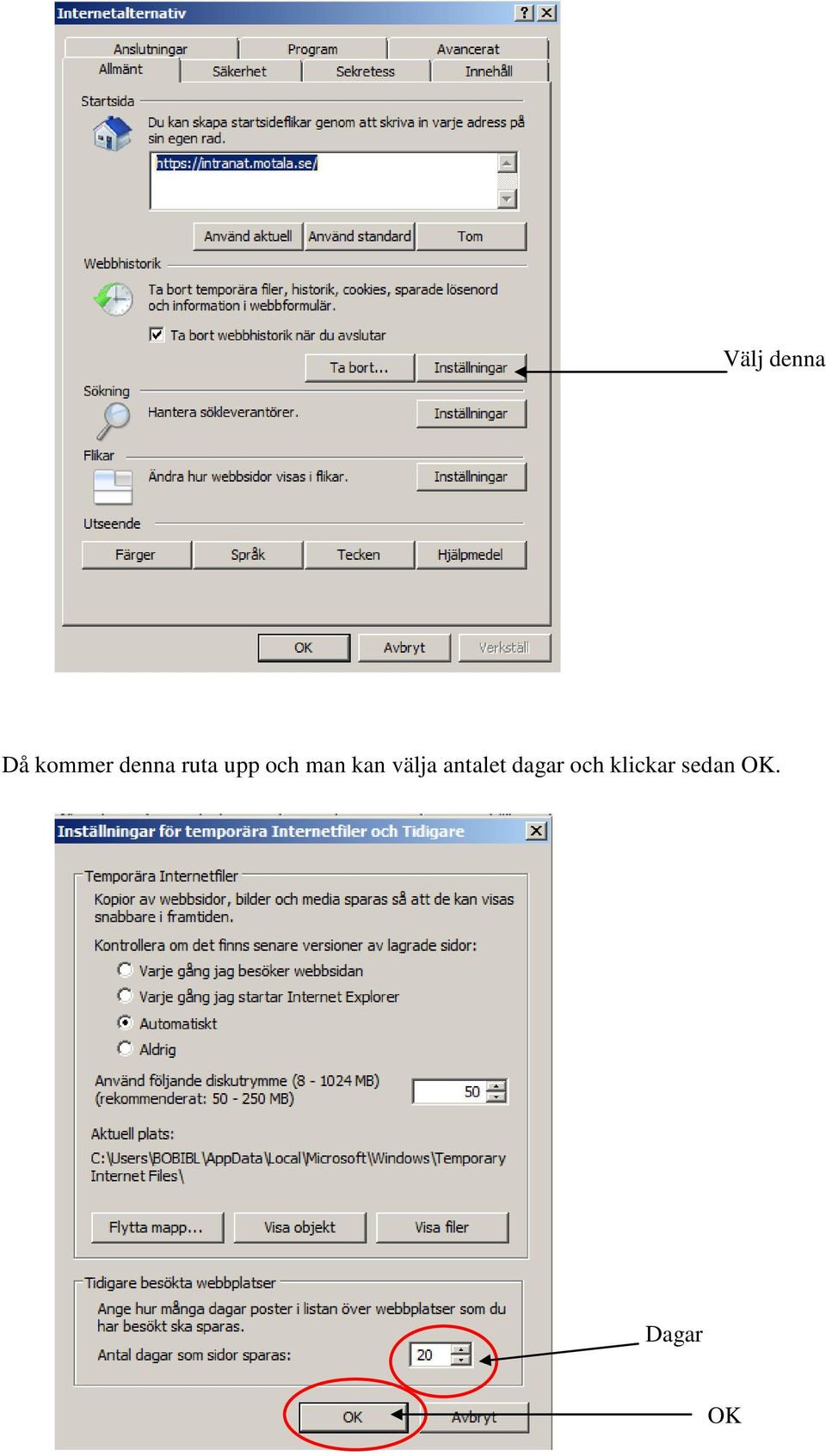 kan välja antalet dagar