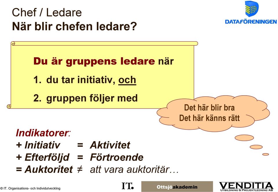 gruppen följer med Indikatorer: + Initiativ = Aktivitet +