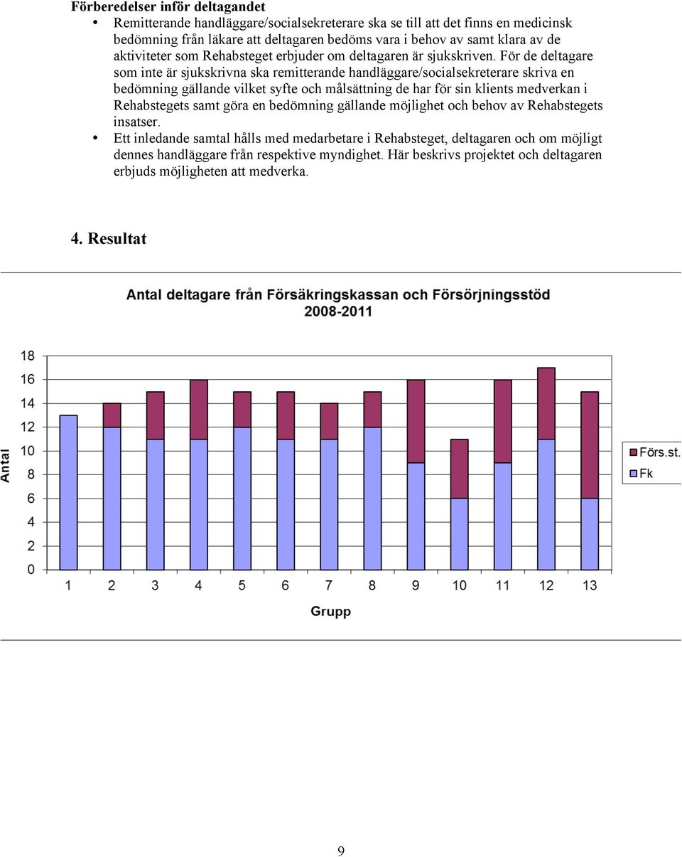 För de deltagare som inte är sjukskrivna ska remitterande handläggare/socialsekreterare skriva en bedömning gällande vilket syfte och målsättning de har för sin klients medverkan i