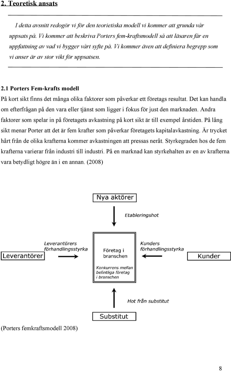 1 Porters Fem-krafts modell På kort sikt finns det många olika faktorer som påverkar ett företags resultat.