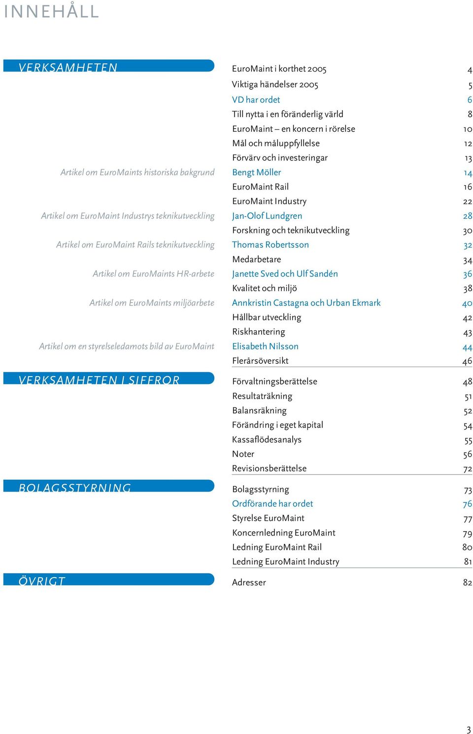 teknikutveckling 30 Artikel om EuroMaint Rails teknikutveckling Thomas Robertsson 32 Medarbetare 34 Artikel om EuroMaints HR-arbete Janette Sved och Ulf Sandén 36 Kvalitet och miljö 38 Artikel om