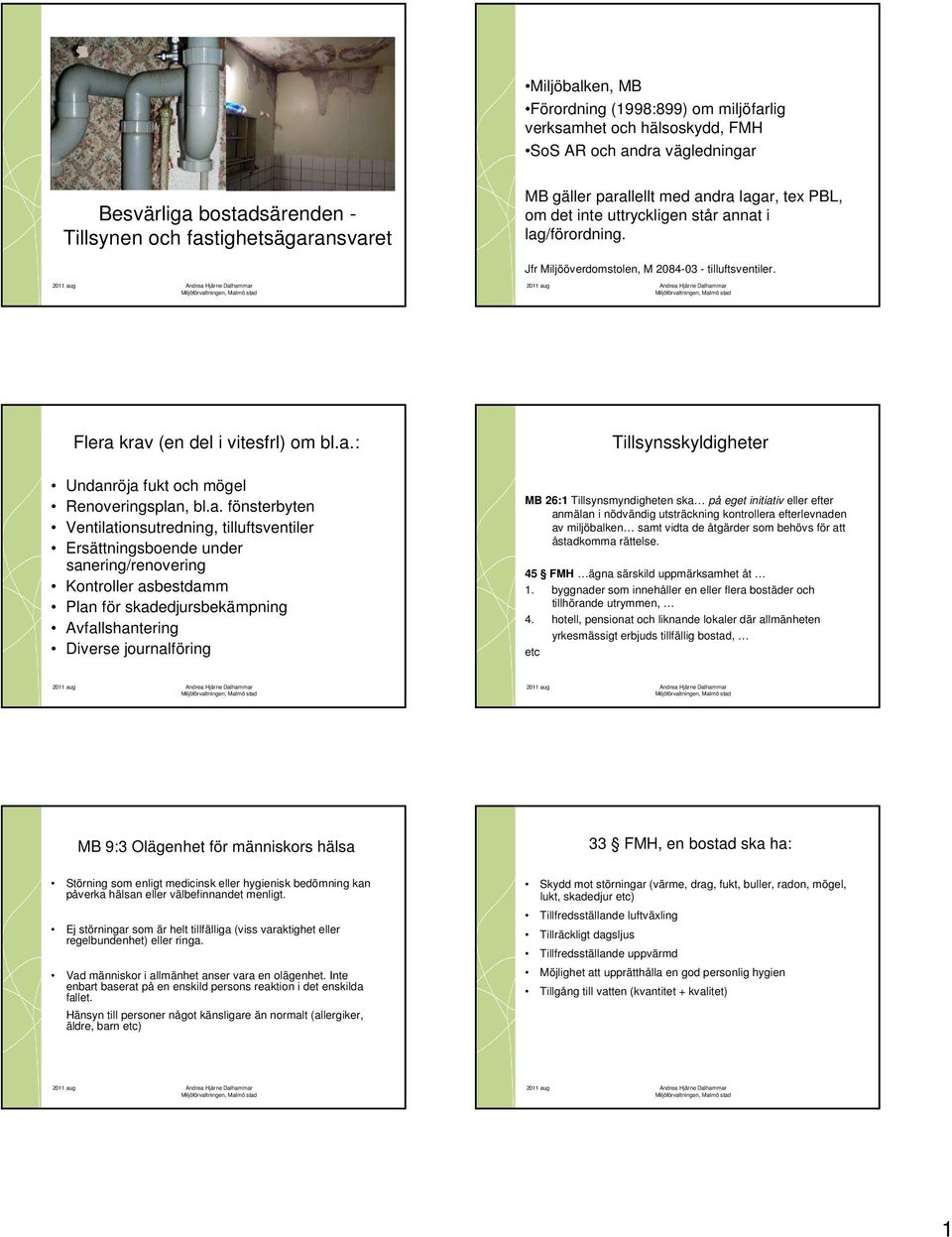 a. fönsterbyten Ventilationsutredning, tilluftsventiler Ersättningsboende under sanering/renovering Kontroller asbestdamm Plan för skadedjursbekämpning Avfallshantering Diverse journalföring