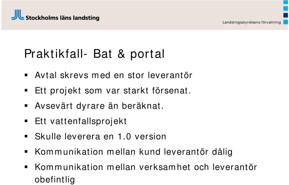 Ett vattenfallsprojekt Skulle leverera en 1.