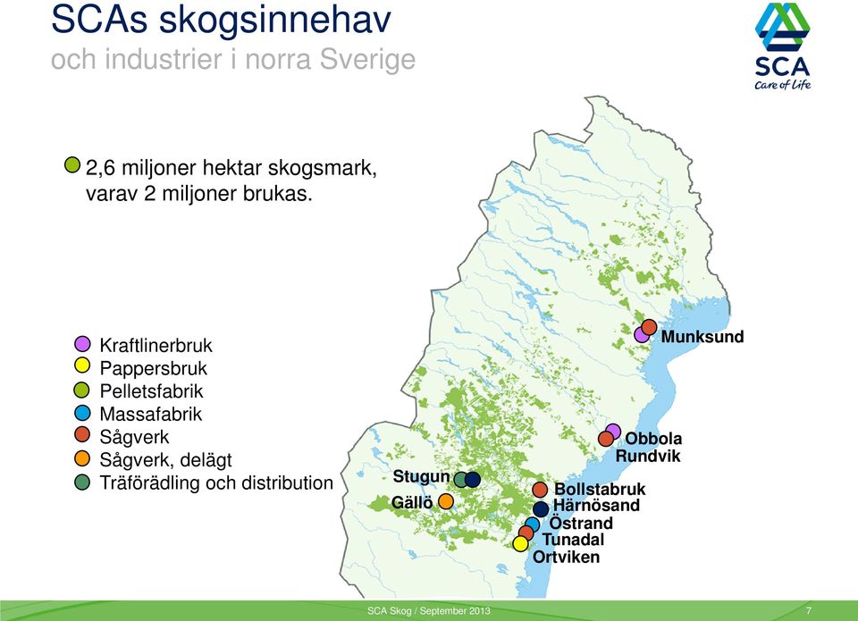 Kraftlinerbruk Pappersbruk Pelletsfabrik Massafabrik Sågverk Sågverk, delägt