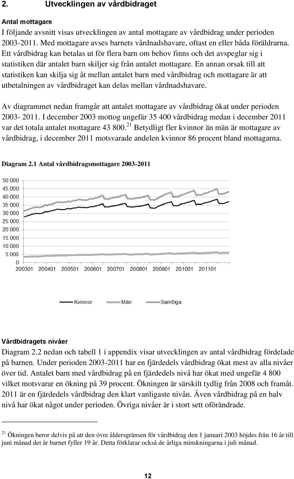 Ett vårdbidrag kan betalas ut för flera barn om behov finns och det avspeglar sig i statistiken där antalet barn skiljer sig från antalet mottagare.