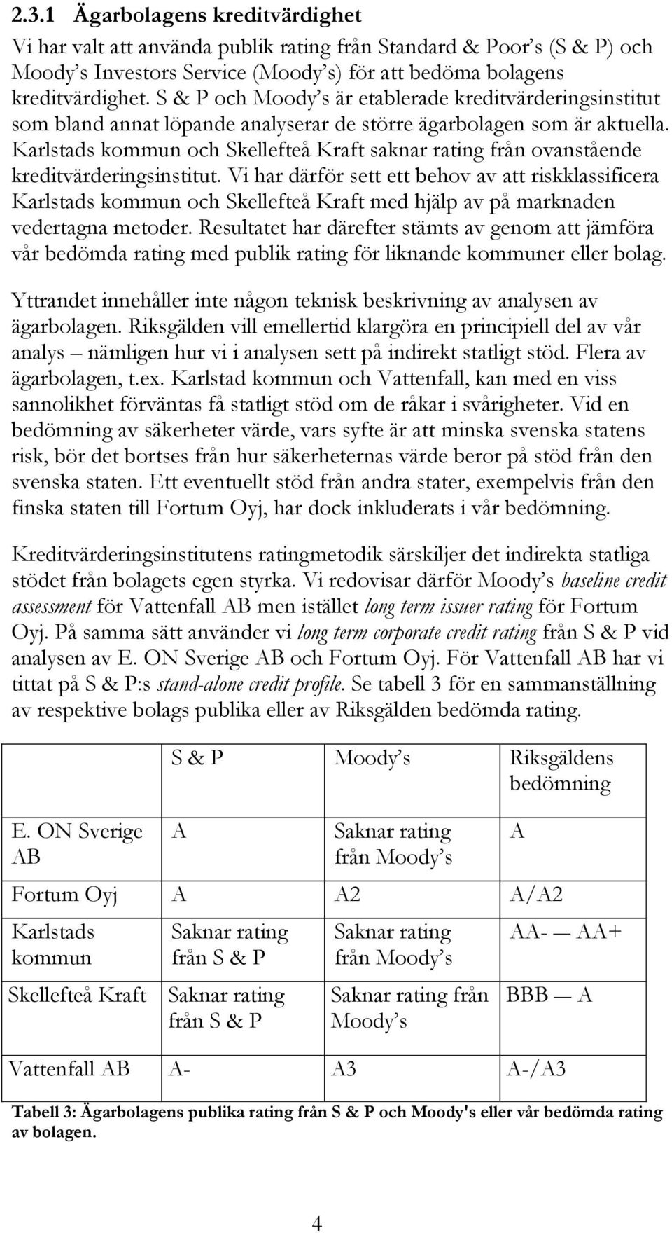 Karlstads kommun och Skellefteå Kraft saknar rating från ovanstående kreditvärderingsinstitut.