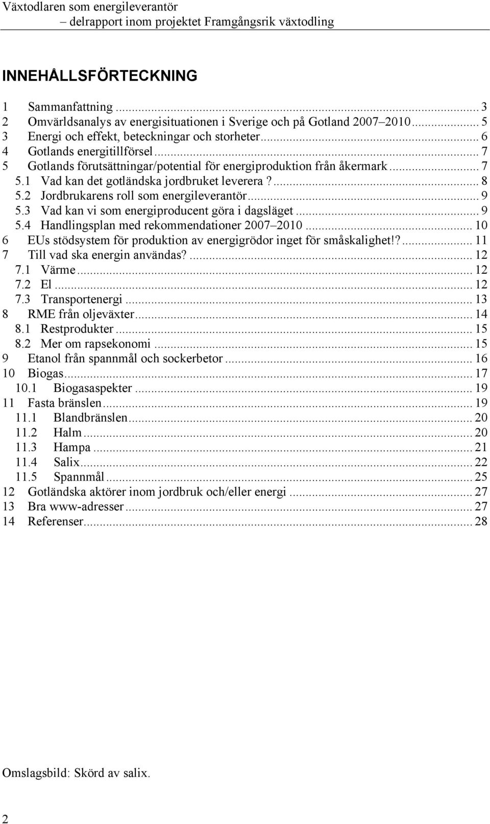 3 Vad kan vi som energiproducent göra i dagsläget... 9 5.4 Handlingsplan med rekommendationer 2007 2010... 10 6 EUs stödsystem för produktion av energigrödor inget för småskalighet!