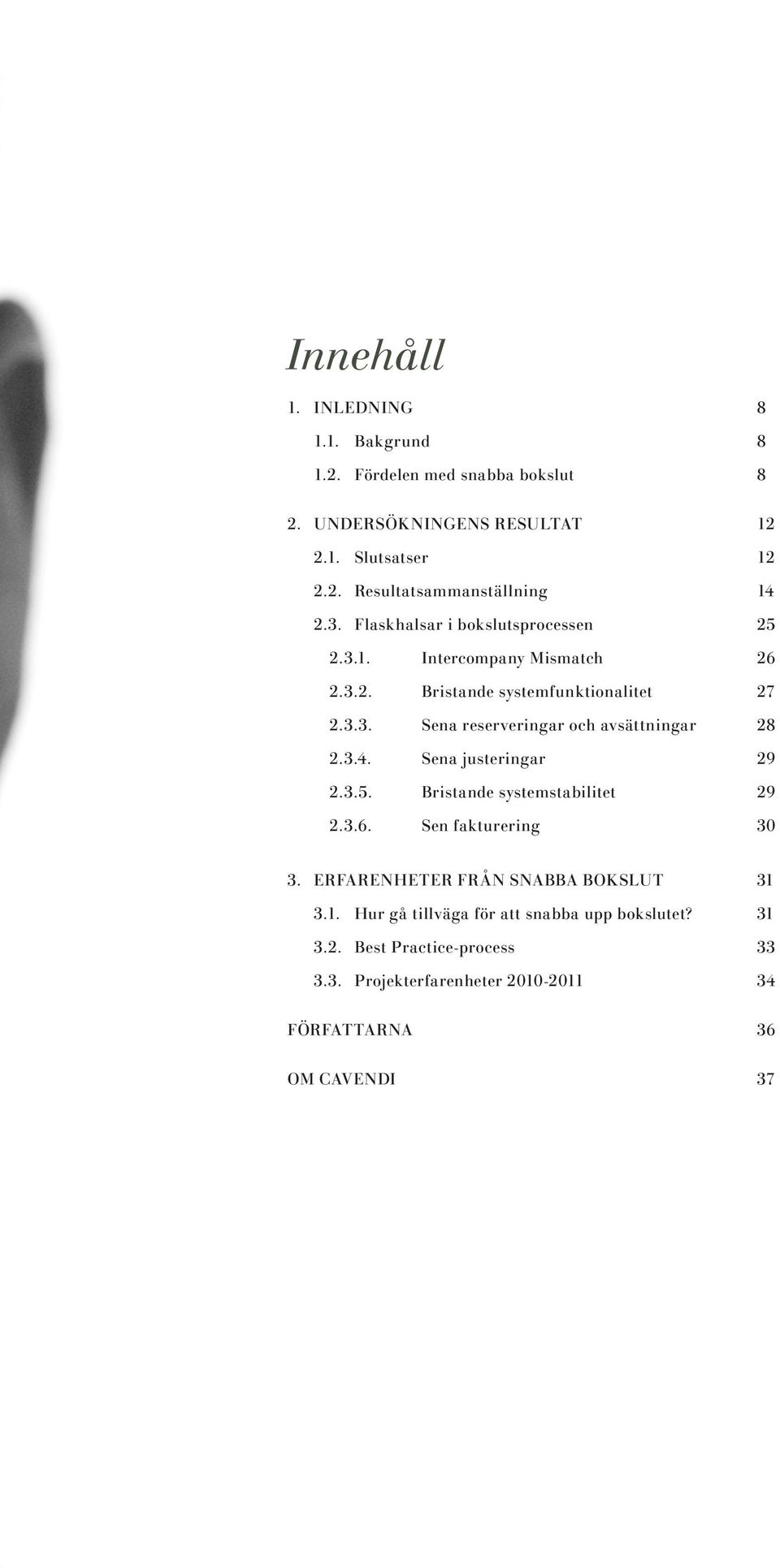 3.4. Sena justeringar 29 2.3.5. Bristande systemstabilitet 29 2.3.6. Sen fakturering 30 3. ERFARENHETER FRÅN SNABBA BOKSLUT 31 