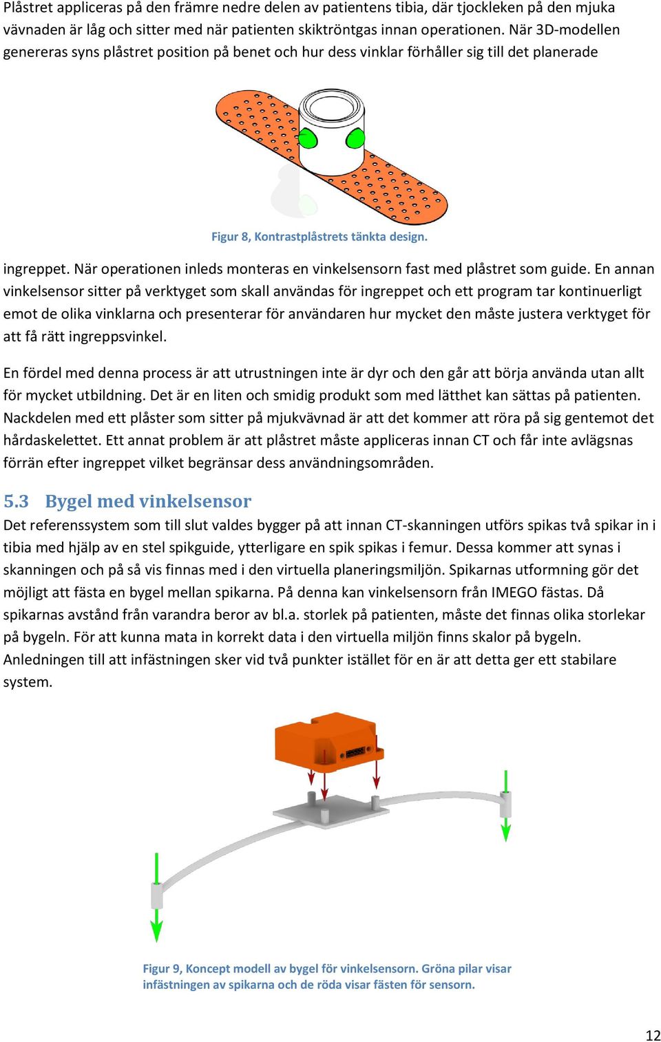 När operationen inleds monteras en vinkelsensorn fast med plåstret som guide.