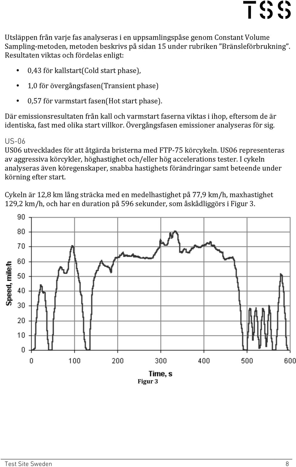 Där emissionsresultaten från kall och varmstart faserna viktas i ihop, eftersom de är identiska, fast med olika start villkor. Övergångsfasen emissioner analyseras för sig.