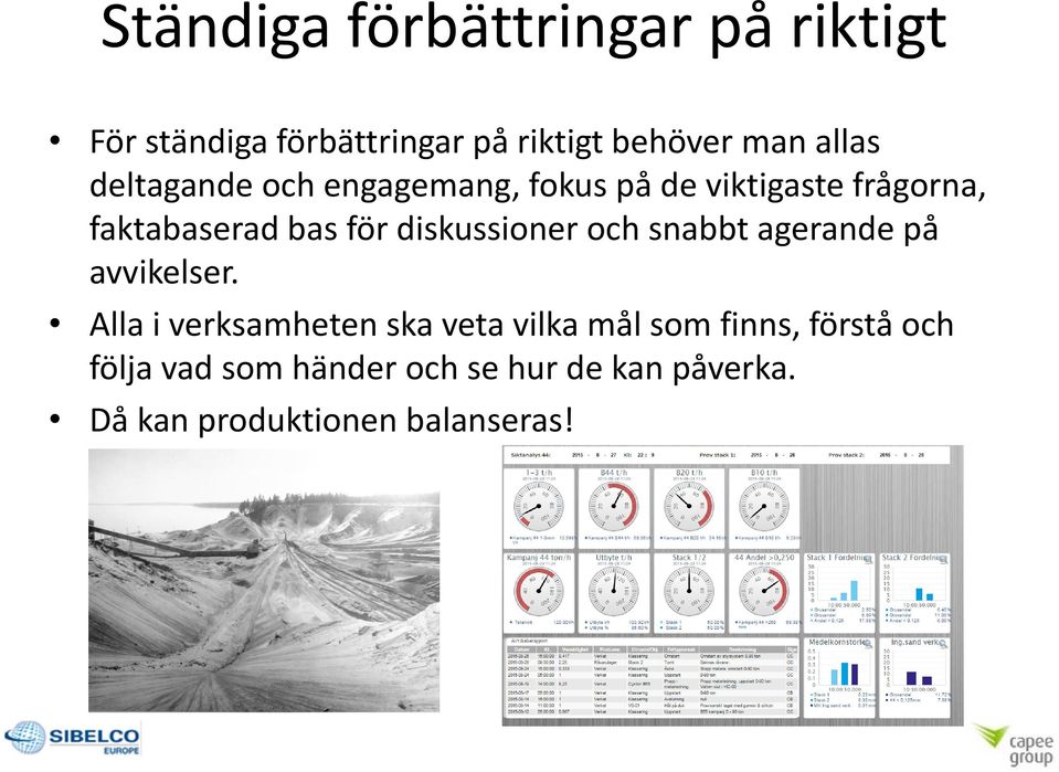 diskussioner och snabbt agerande på avvikelser.