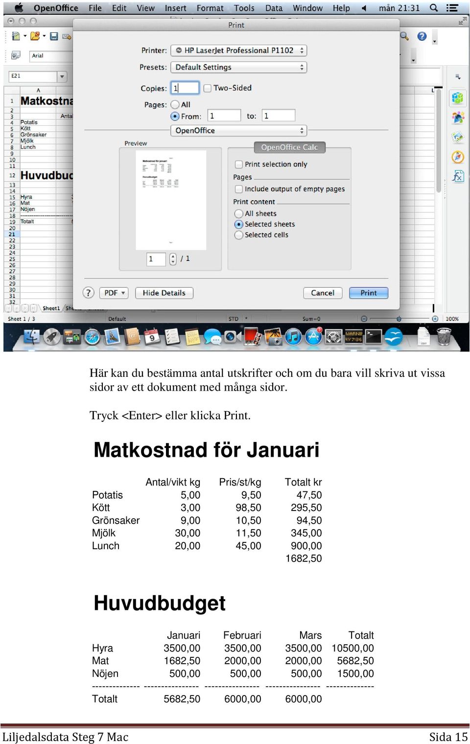 Lunch 20,00 45,00 900,00 1682,50 Huvudbudget Januari Februari Mars Totalt Hyra 3500,00 3500,00 3500,00 10500,00 Mat 1682,50 2000,00 2000,00 5682,50 Nöjen