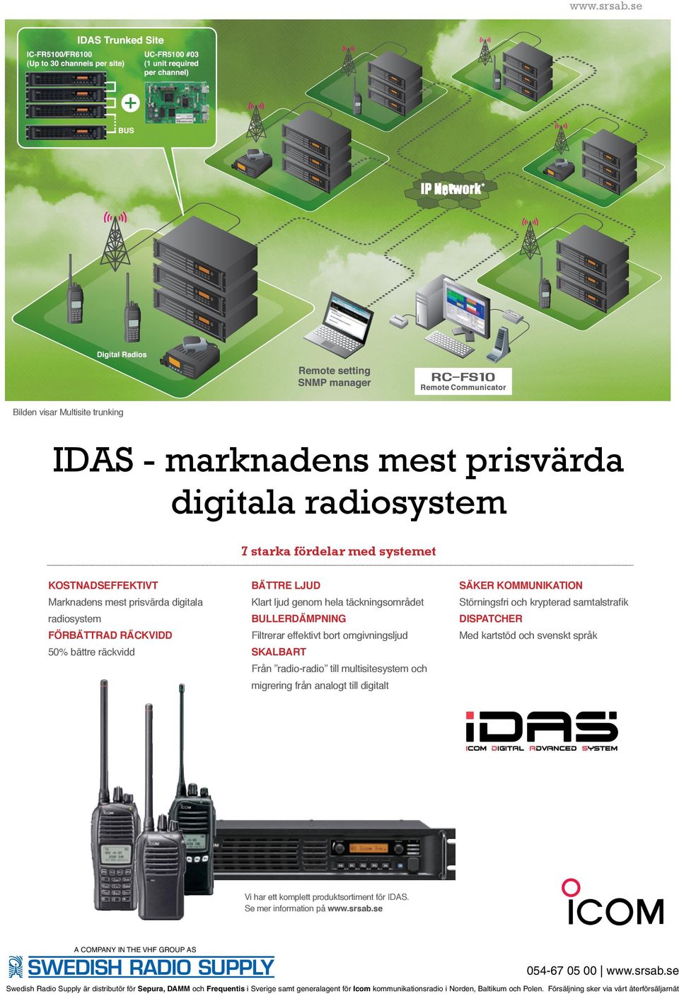 digitala Klart ljud genom hela täckningsområdet Störningsfri och krypterad samtalstrafik radiosystem BULLERDÄMPNING DISPATCHER IC-F15/F25 IC-F51/F61 IC-FR3100/FR4100 IC-F1810/F2810 FÖRBÄTTRAD