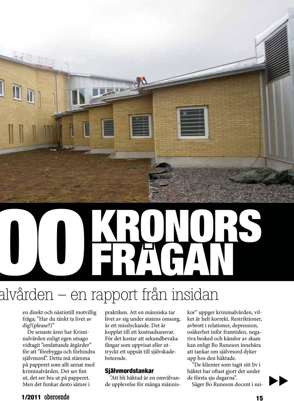 Det ser fint ut, det ser bra ut på papperet. Men det funkar desto sämre i 1/2011 oberoende praktiken. Att en människa tar livet av sig under statens omsorg, är ett misslyckande.