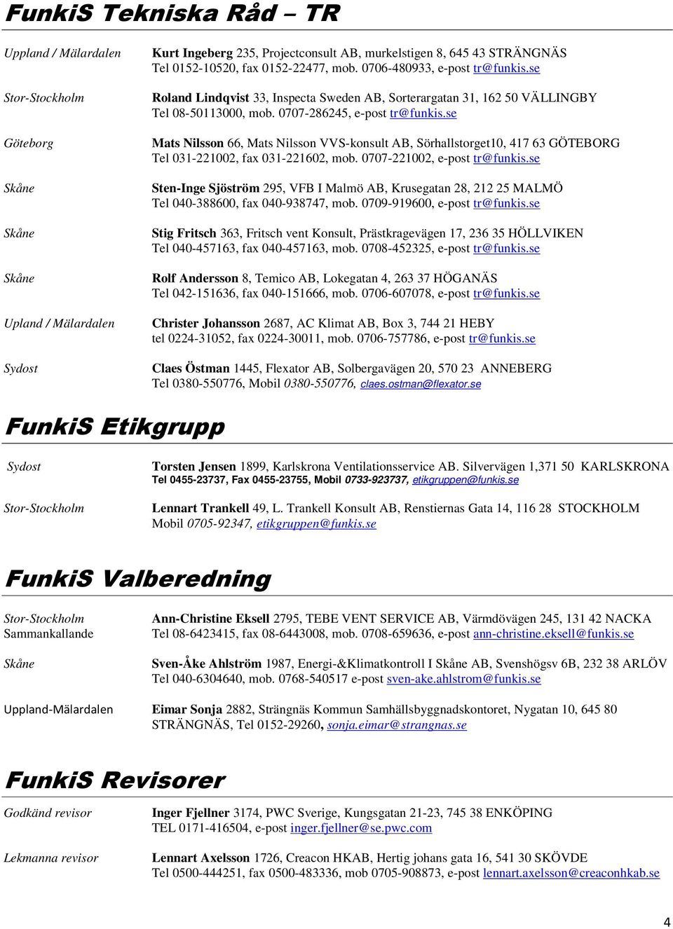 se Mats Nilsson 66, Mats Nilsson VVS-konsult AB, Sörhallstorget10, 417 63 GÖTEBORG Tel 031-221002, fax 031-221602, mob. 0707-221002, e-post tr@funkis.