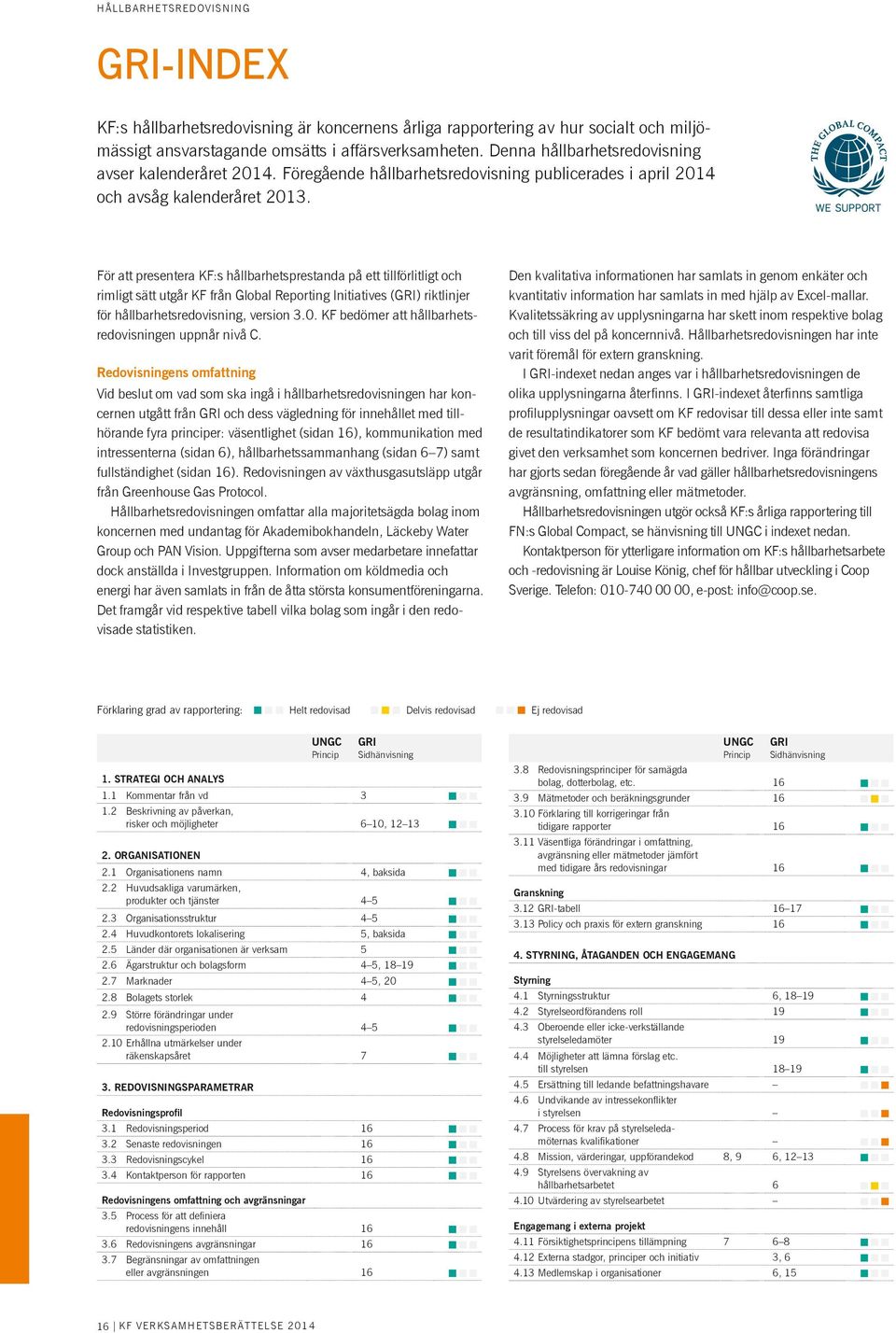 För att presentera KF:s hållbarhetsprestanda på ett tillförlitligt och rimligt sätt utgår KF från Global Reporting Initiatives (GRI) riktlinjer för hållbarhetsredovisning, version 3.0.