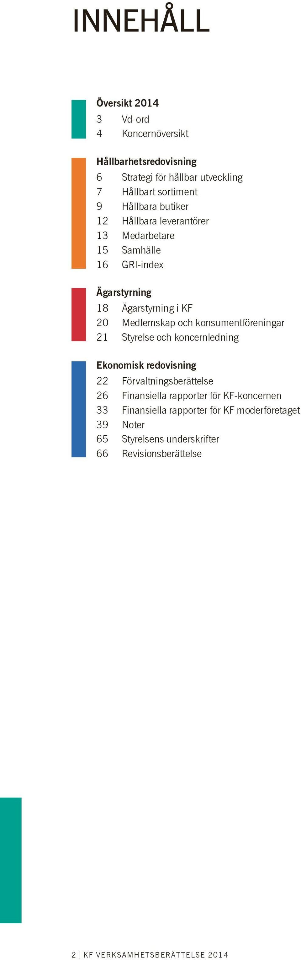 konsumentföreningar 21 Styrelse och koncernledning Ekonomisk redovisning 22 Förvaltningsberättelse 26 Finansiella rapporter för