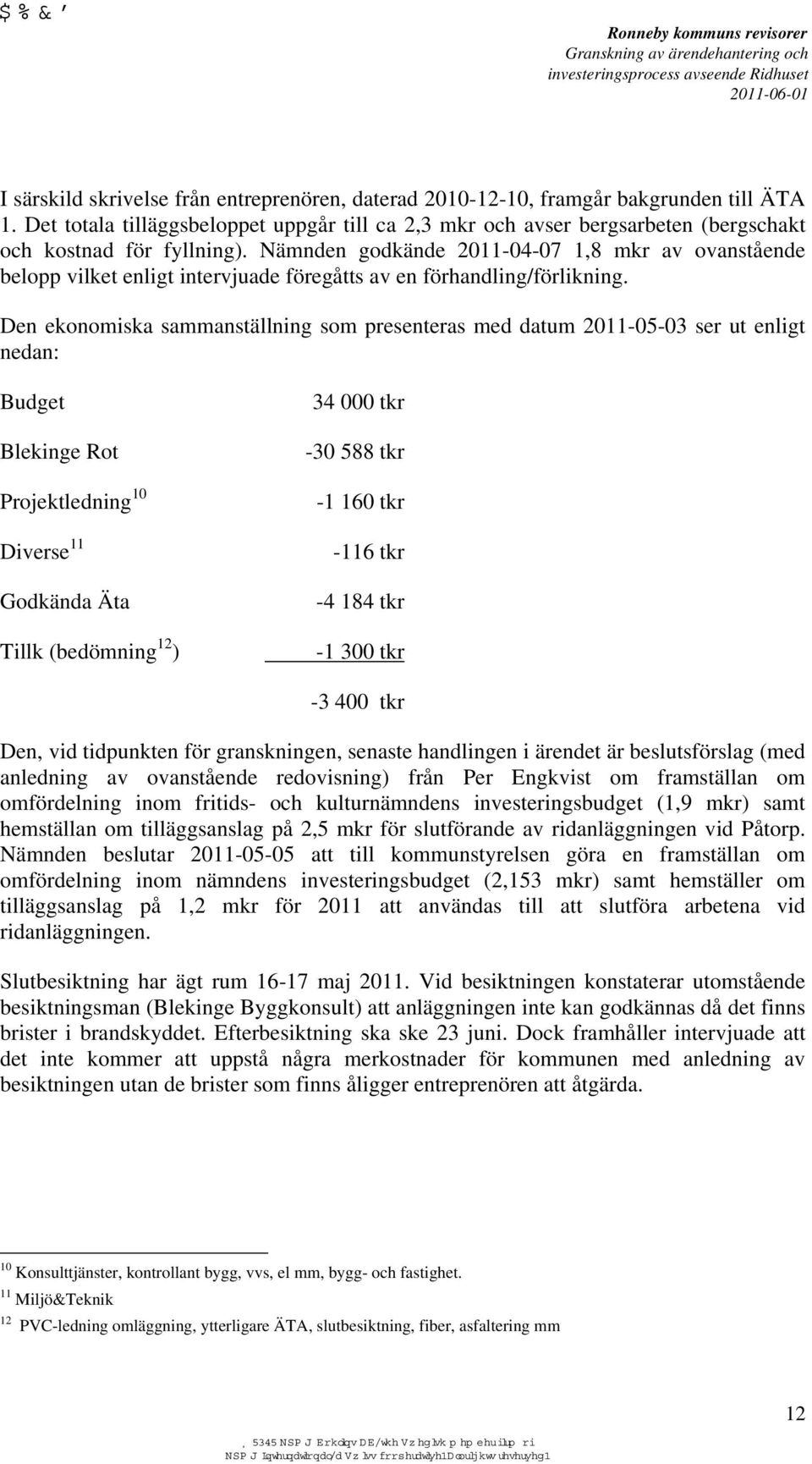 Nämnden godkände 2011-04-07 1,8 mkr av ovanstående belopp vilket enligt intervjuade föregåtts av en förhandling/förlikning.