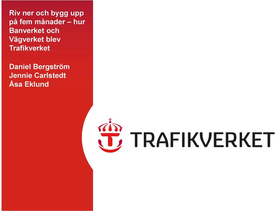 Vägverket blev Trafikverket