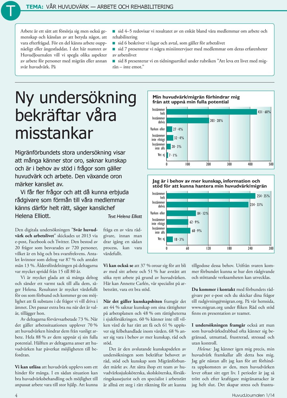 På n sid 4 5 redovisar vi resultatet av en enkät bland våra medlemmar om arbete och rehabilitering n sid 6 beskriver vi lagar och avtal, som gäller för arbetslivet n sid 7 presenterar vi några