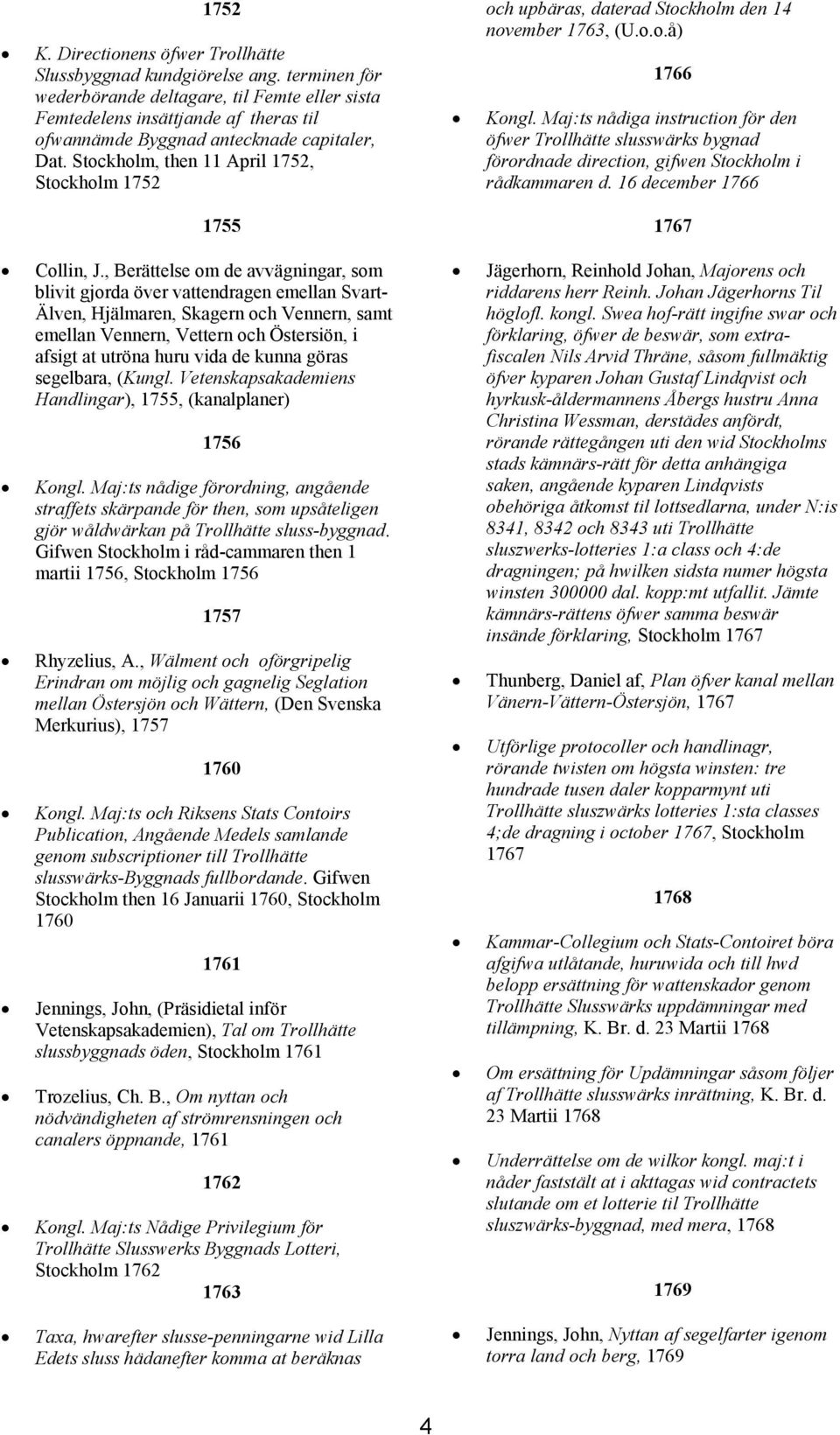 Stockholm, then 11 April 1752, Stockholm 1752 1755 Collin, J.