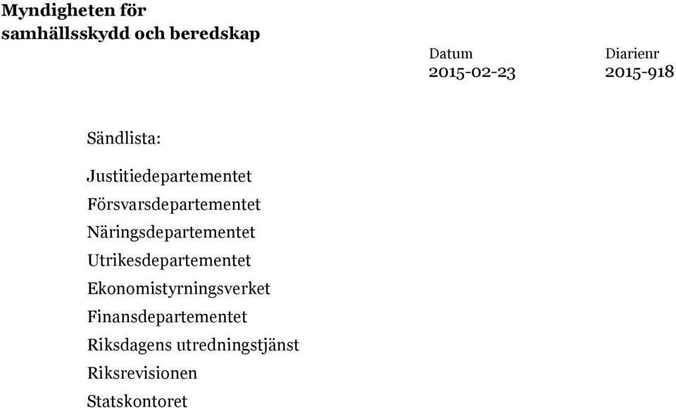 Näringsdepartementet Utrikesdepartementet