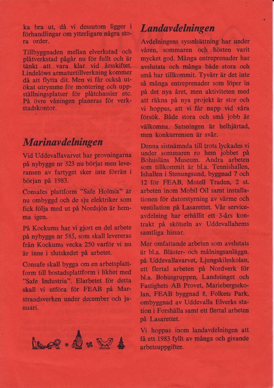 Marinavdelningen Vid Uddevallavarvet har provningarna på nybygge nr 323 nu börjat men leveransen av fartyget sker inte förrän i början på 1983.