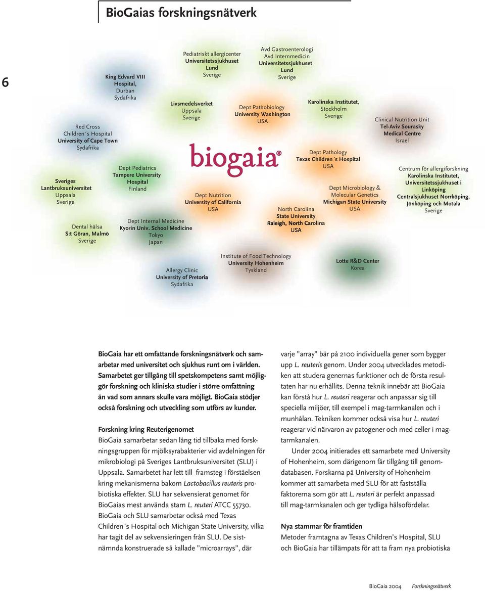 BioGaia stödjer också forskning och utveckling som utförs av kunder.