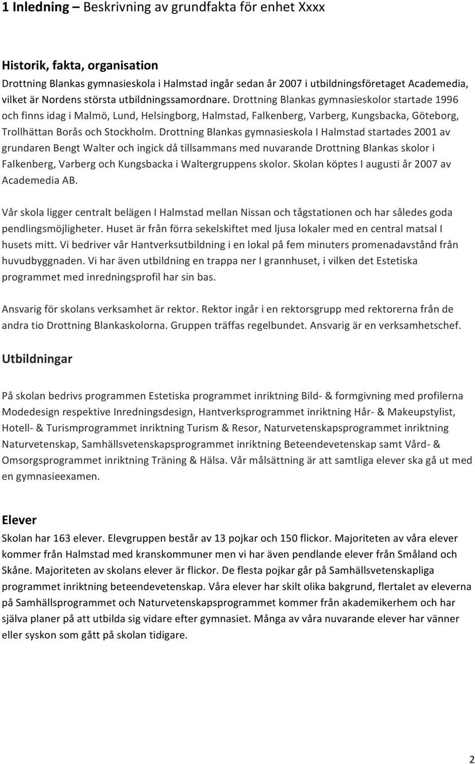 Drottning Blankas gymnasieskolor startade 1996 och finns idag i Malmö, Lund, Helsingborg, Halmstad, Falkenberg, Varberg, Kungsbacka, Göteborg, Trollhättan Borås och Stockholm.