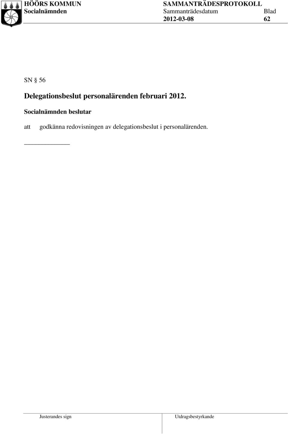 personalärenden februari 2012.