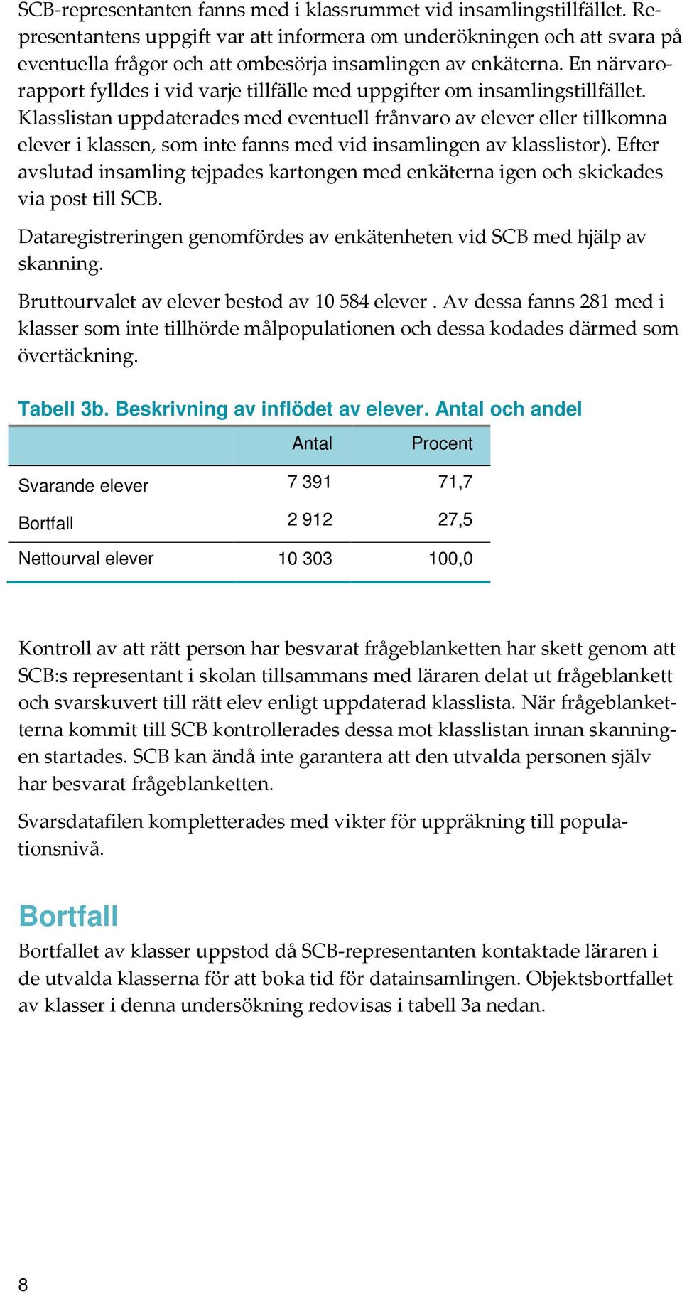 En närvarorapport fylldes i vid varje tillfälle med uppgifter om insamlingstillfället.