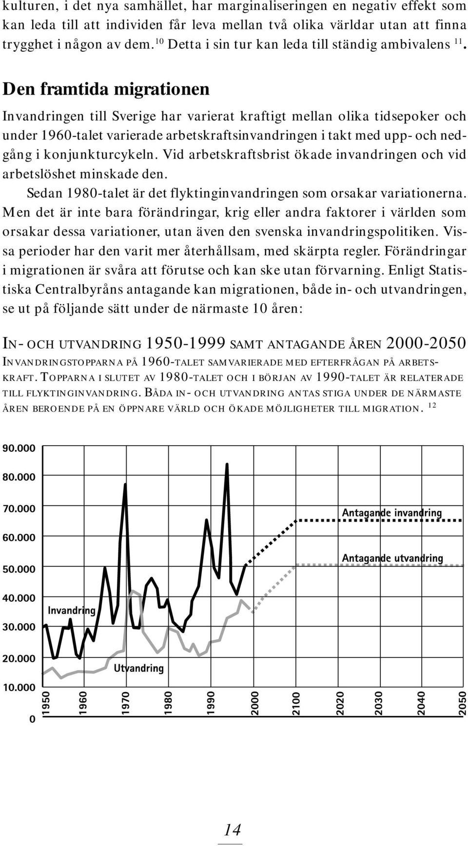 Den framtida migrationen Invandringen till Sverige har varierat kraftigt mellan olika tidsepoker och under 1960-talet varierade arbetskraftsinvandringen i takt med upp- och nedgång i konjunkturcykeln.