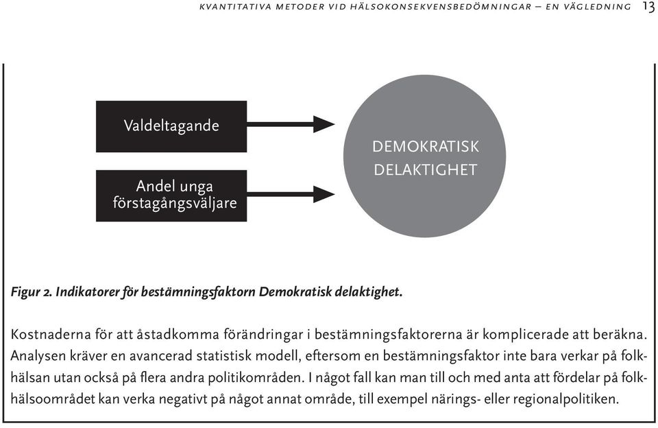 Kostnaderna för att åstadkomma förändringar i bestämningsfaktorerna är komplicerade att beräkna.