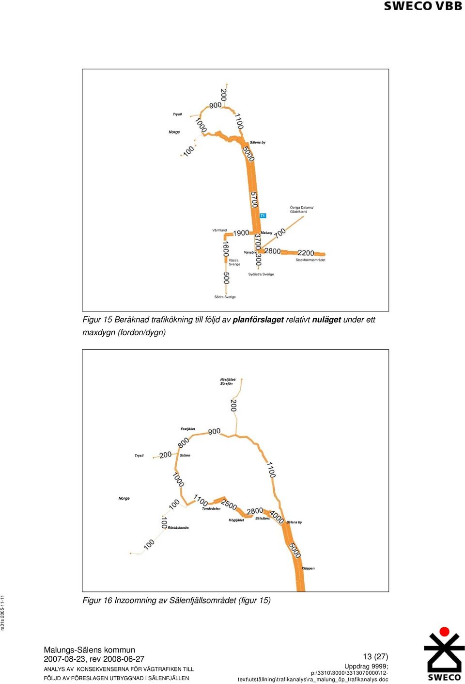 nuläget under ett maxdygn (fordon/dygn) Näsfjället/ Sörsjön Faxfjället Trysil Stöten Norge