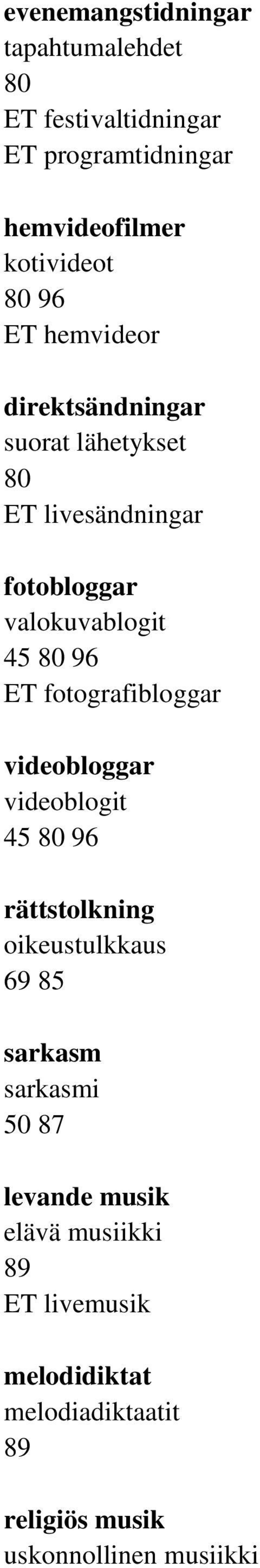 fotografibloggar videobloggar videoblogit 80 96 rättstolkning oikeustulkkaus 69 85 sarkasm sarkasmi 50 87